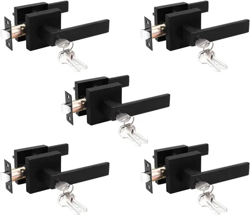 Miniatura 23 de Probrico - Paquete de 6 manijas de puerta para entrada de dormitorio interior, perillas de puerta con cerradura de una llave, entrada con llaves