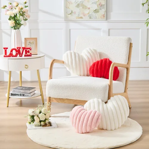 Miniatura 4 de 2 almohadas de corazón rojo y blanco, almohadas decorativas, almohadas en forma de corazón para cama, sofá, silla, dormitorio, habitación. Bonita