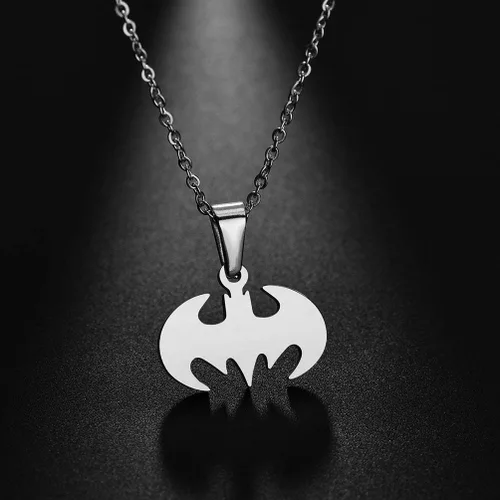 Miniatura 3 de Houpotao Collar con colgante de murciélago, de acero inoxidable quirúrgico, hipoalergénico, para niños y amantes de Batman