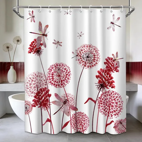 Miniatura 109 de Cortina de ducha floral para primavera y verano, flores silvestres, flores y mariposas, decoración de baño, tela impermeable con ganchos, 70