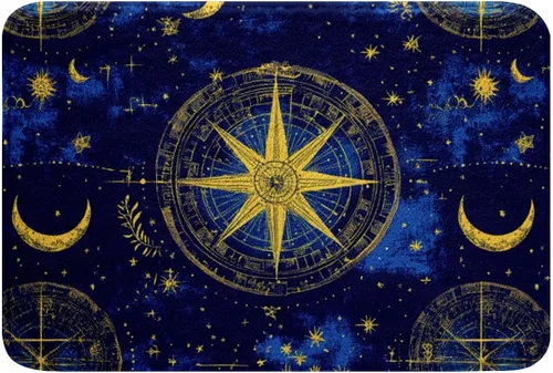 Miniatura 13 de Erosebridal Alfombra de baño amarilla de sol y luna de 16 x 24 pulgadas, alfombra de área de girasol, vintage, indio, bohemio, floral, alfombra