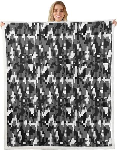 Miniatura 11 de Manfei Miner Style Grid Throw Blanket Green Pixel Shade Plaid Fleece Blanket Modern Geometric Games Cozy Throws for Bed Couch Sofa,Kids Boys Girls
