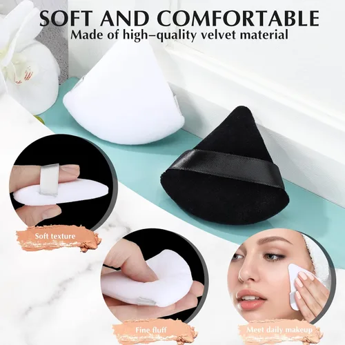 Miniatura 5 de Suclain 48 esponjas triangulares de terciopelo suave para maquillaje en polvo de cara, esponjas triangulares para base cosmética húmeda y seca