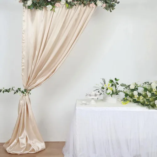 Miniatura 3 de Balsa Circle Cortina de satén beige de 8 x 10 pies, panel de fondo de fotografía de boda, fiesta, eventos, recepción, cabina de fotos, suministros