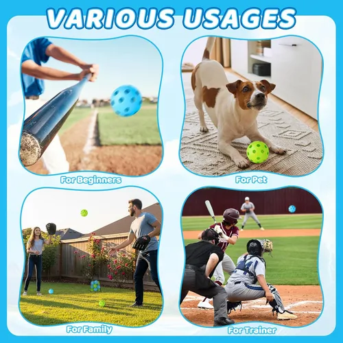 Miniatura 5 de Mototo 12/30/60 Pelotas de béisbol de práctica para golpear, pelotas de béisbol suaves de plástico de 2.8 pulgadas para práctica, pelota suave