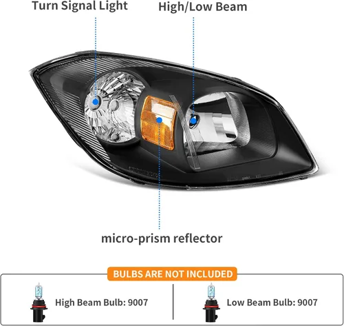 Miniatura 2 de DWVO Conjunto de faros delanteros compatible con Chevy Cobalt 2005-2010/Pontiac Pursuit 2005-2006/Pontiac G5 2007-2009 para el lado del conductor