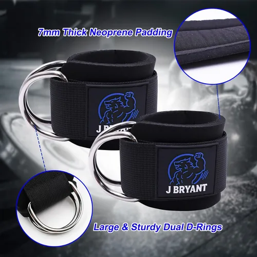 Miniatura 3 de Muñequeras para entrenamientos de máquina de cable, correas acolchadas con anillos en D reforzados para entrenamiento de fuerza, sistemas de polea