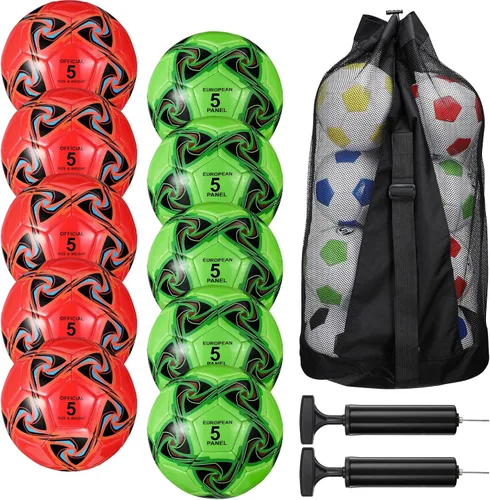 Miniatura 14 de Libima 13 Piezas Pelotas de Fútbol a Granel 10 Piezas Pelota de Fútbol Oficial con 2 Bombas y Bolsa de Transporte Entrenamiento Interior y Exterior