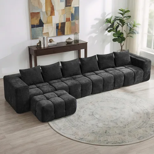 Miniatura 22 de Sofá biplaza modular sin huesos de 78.7 pulgadas, sofá de nube copetudo con asiento profundo, sofá de felpilla para sala de estar, sofá comprimido