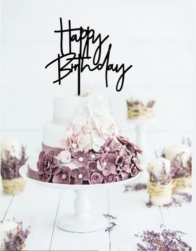 Miniatura 5 de Decoración de pastel de feliz cumpleaños DIY acrílico negro Decoración negra para pastel 1