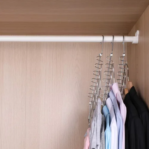 Miniatura 4 de Perchas de ahorro de espacio de 6 x 2 ranuras de metal mágico en cascada organizador de armario colgante armario sistema de armario (4 unidades)