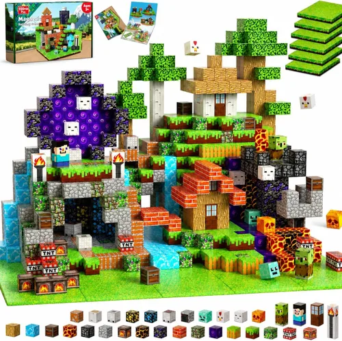 Miniatura 15 de GraceDuck Bloques magnéticos con caja de hierro, 45 bloques de construcción magnéticos de viaje, juego educativo STEM de construcción para niños a