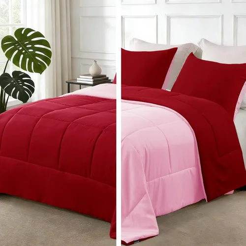 Miniatura 21 de Exclusivo Mezcla Juego de edredón ligero reversible tamaño individual, edredón alternativo al plumón con 1 funda de almohada, juego de ropa de cama