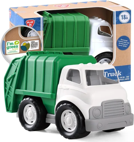 Miniatura 2 de PLAY Camión de basura y camiones de bomberos ecológicos, [certificado por USDA] sin BPA/ftalato/PVC, escalera de bioplástico reciclado, juguete