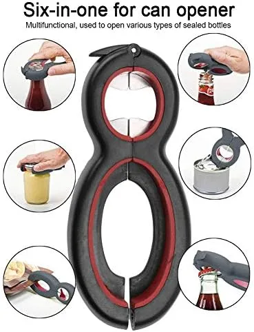 Miniatura 3 de Abrelatas 6 en 1, abridor de botellas, abridor de botellas multifuncional, accesorios de mano para cocina, 2