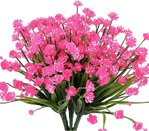 8 paquetes de flores falsas para decoración del hogar, porche delantero, flores artificiales para exteriores, ramo de boda, flores sintéticas, Rosa