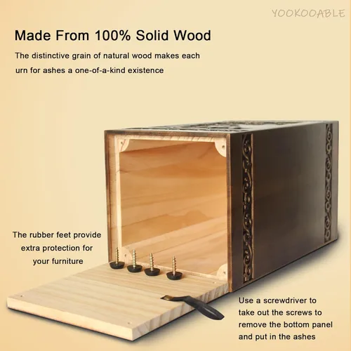 Miniatura 6 de Urna de Madera para Cenizas de Adultos Hombre y Mujer, Urnas de Cremación Grandes Hechas a Mano para Cenizas Humanas de Hombre y Mujer Adultos, Urna