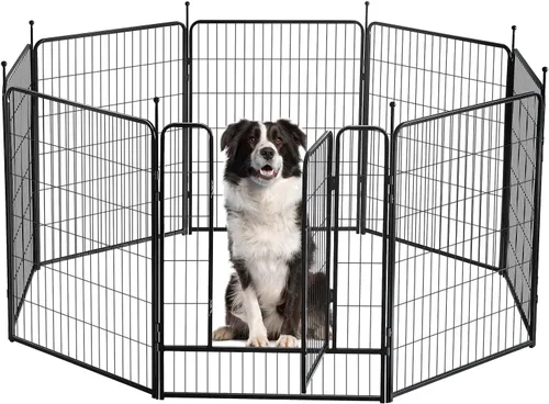 Miniatura 11 de Corralito portátil para perros, valla de ejercicio de metal resistente para mascotas, corral para interiores y exteriores, corral para mascotas