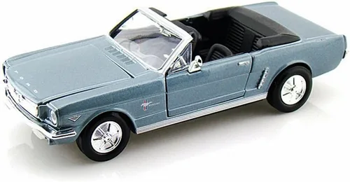 1964.5 Ford Mustang Convertible, Azul - Motormax Premium American 73212 - Modelo de automóvil fundido a presión a escala 1/24 por Motor Max