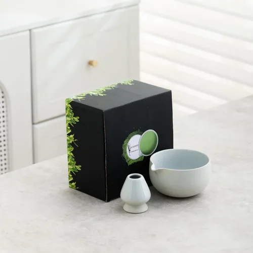 Miniatura 2 de Ochcahser Juego de té japonés, incluye cuenco de matcha con boquilla, soporte para batidor de matcha (chasen), 15.2 onzas hechas a mano de cerámica
