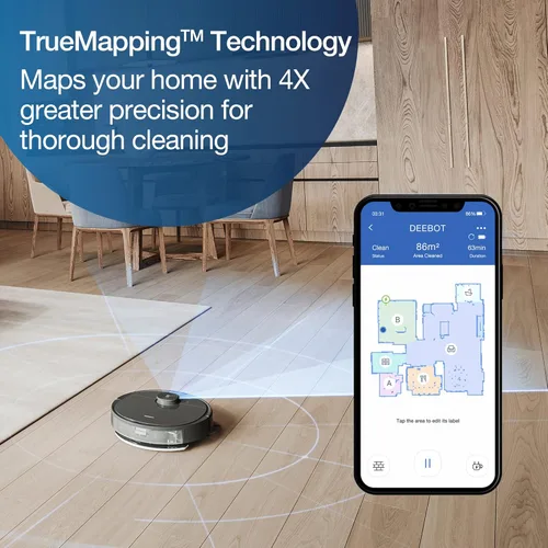 Miniatura 5 de ECOVACS Deebot N8 Pro+ Robot aspirador y limpiador de trapeador, con estación de vacío automático, succión de 2600 Pa, navegación LiDAR basada