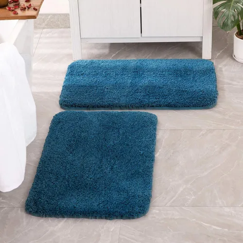 Miniatura 27 de MIULEE Juego de 2 alfombras de baño antideslizantes peludas extra gruesas y suaves, alfombrillas de baño de microfibra suave absorbente de agua