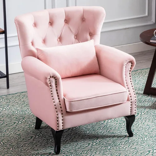 Miniatura 35 de LZAREAL Juego de 2 Sillones de Lectura Accent con Brazos para Sala de Estar, Dormitorio, Sillón de Esquina Cómodo Moderno de Mediados de Siglo, rosa