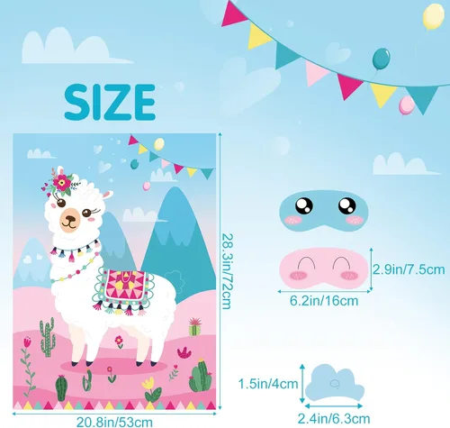 Miniatura 4 de NEBURORA Paquete de 2 pósteres grandes de 21 x 28 pulgadas con 48 calcomanías con temática de llama, suministros de fiesta de cumpleaños para niñas