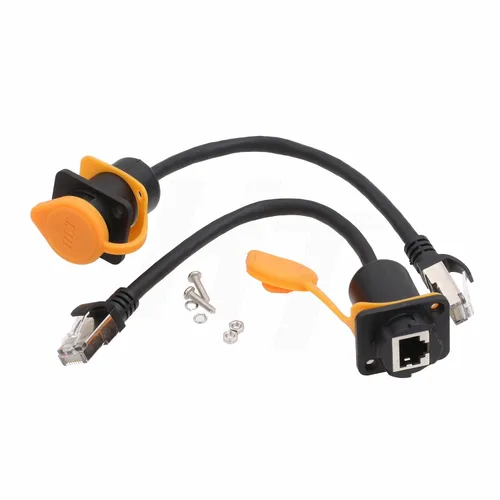 Miniatura 7 de 2sets Ethernet RJ45 conector impermeable hembra Socket Panel posterior montaje frontal (portador de cable)