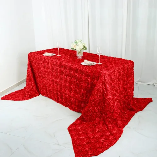 Miniatura 5 de BalsaCircle Mantel rectangular con rosetas elevadas de satén negro de 90 x 156 pulgadas, para bodas, fiestas, comedor