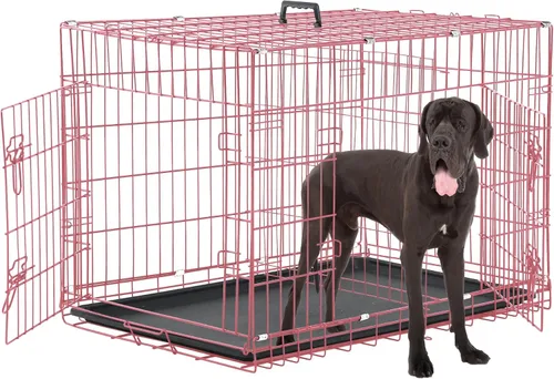 Jaulas extra grandes de 48 pulgadas para perros medianos, jaula plegable XXL de doble puerta para perros grandes, jaulas para perros para interiores