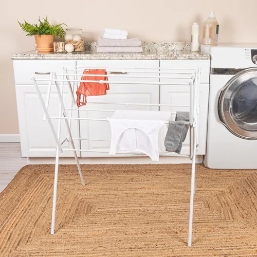 Miniatura 3 de Household Essentials - Tendedero de ropa, plegable, extensible y plegable para lavandería, blanco