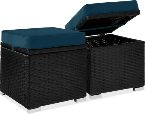 Miniatura 12 de Best Choice Products - Juego de 2 otomanos de mimbre, muebles multiusos para exteriores para patio, patio trasero, asientos adicionales, reposapiés