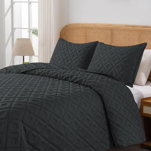 Miniatura 15 de HIARUO - Juego de edredón individual de 2 piezas, juego de colcha reversible ultrasónica suave y cálida (68 x 90 pulgadas) con 1 funda de almohada