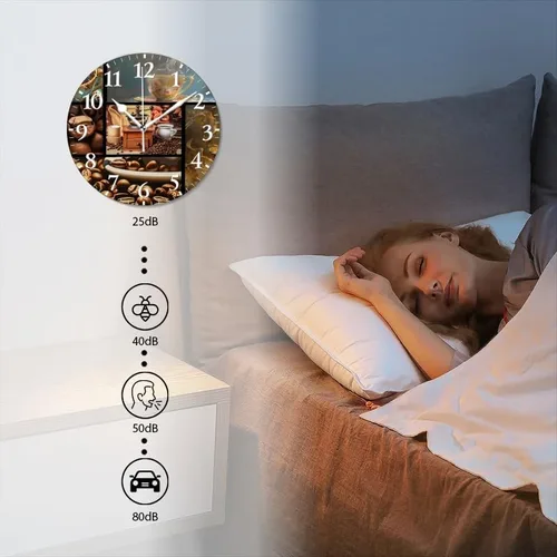 Miniatura 4 de Reloj de pared con movimiento de barrido sin tictac, funciona con pilas, relojes de pared analógicos decorativos para dormitorio, oficina, sala