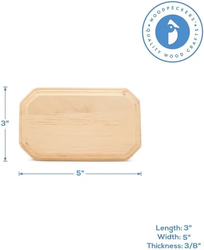 Miniatura 4 de Placa de madera rectangular de 12.7 cm, 2 piezas con borde biselado y esquinas recortadas, placa de madera sin acabar, piezas en blanco de madera