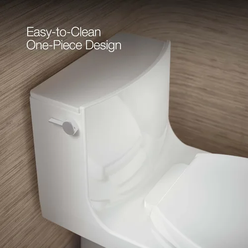 Miniatura 8 de KOHLER Veil K-1381-0 - Aseo con falda de una pieza, doble descarga, cuenco alargado, trampa con faldón, blanco, asiento de cierre lento, asiento