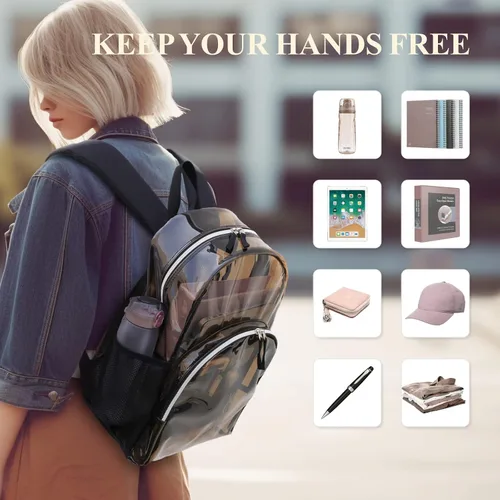 Miniatura 2 de PACKISM Mochila transparente resistente, para estudiantes, escuela