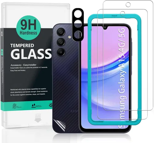 Miniatura 10 de Ibywind Paquete de 2 protectores de pantalla para Samsung Galaxy A14 5G/A14 4G (6.6 pulgadas) + 1 protector de lente de cámara + 1 película trasera