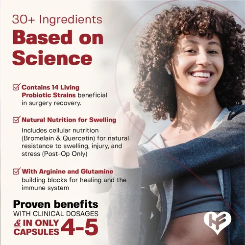 Miniatura 5 de HealFast Suplemento completo de recuperación de cirugía y lesiones: para heridas, tratamiento de cicatrices y moretones con vitaminas, bromelina