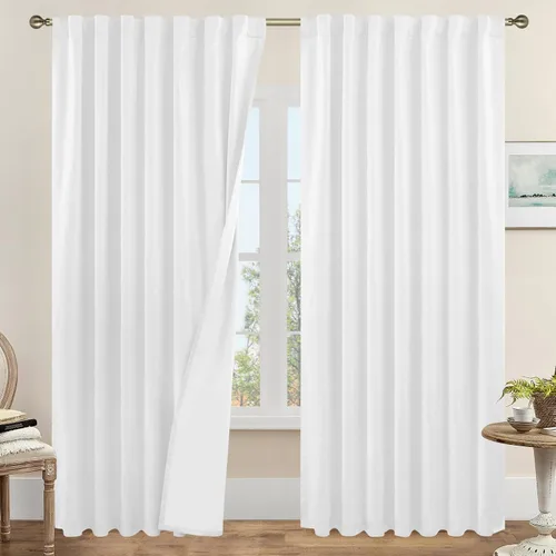 Miniatura 127 de LAMIT Cortinas de lino natural 100 % opacas para ventana, para dormitorio, 45 pulgadas, cortinas térmicas con textura de lino estilo granja