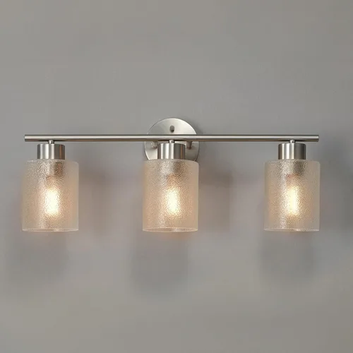 Miniatura 5 de GLOBE Electric 63000062 - Juego de baño todo en uno de 5 piezas, negro mate y latón, luz de tocador de 3 luces, vidrio sembrado, toallero, soporte