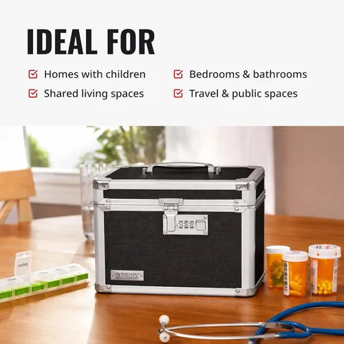 Miniatura 4 de Vaultz Cajas de seguridad seguras – Caja de seguridad segura con combinación, almacenamiento para documentos, objetos de valor, medicamentos