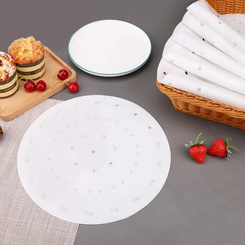 Miniatura 4 de Beasea Papel pergamino para freidora de aire de 11 pulgadas, 200 piezas de papel pergamino perforado blanco desechable para freidora de aire y cesta