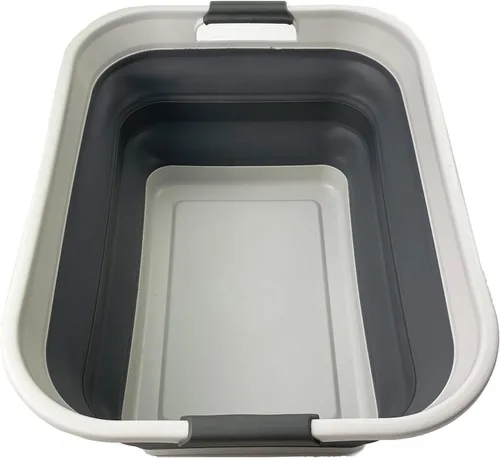 Miniatura 9 de SAMMART Cesta plegable de plástico para la ropa sucia de 42 litros, contenedor de almacenamiento plegable y organizador, tina de lavado portátil