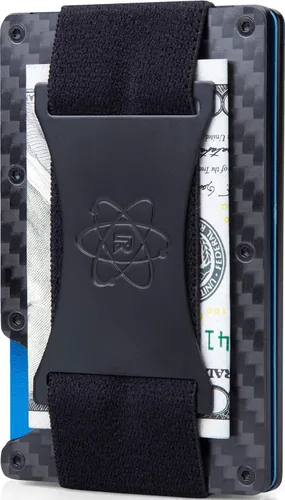 ROSSM Cartera minimalista para hombre - Cartera delgada RFID para hombre - Cartera delgada de fibra de carbono y metal para tarjetas y dinero en