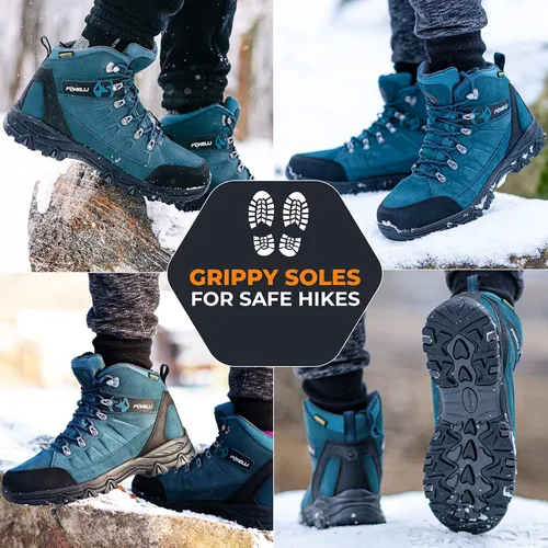Miniatura 5 de Foxelli Botas de senderismo para hombre, botas de senderismo impermeables de gamuza para hombre, transpirables, cómodas y ligeras