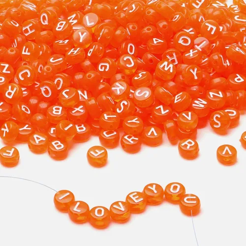 Miniatura 29 de LAIDANLA - 1500 cuentas de letras acrílicas del alfabeto doradas, cuentas redondas blancas de 7×4mm para hacer joyas, pulseras, collares, llaveros