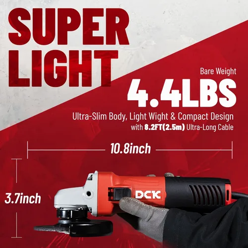 Miniatura 6 de DCK Amoladora Angular, 4-1/2 Pulgadas, Herramienta de Corte de 6.7 Amperios, 11,800 RPM con 2 Protectores de Seguridad, 6 Discos