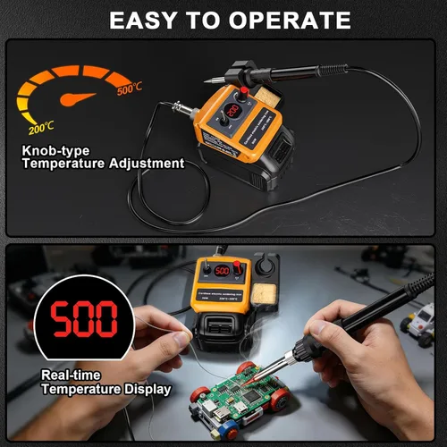 Miniatura 5 de Kit de soldador inalámbrico para batería Dewalt de 20v 60v, soldador digital LED de 75W con pistola de soldar con 5 puntas, alambre de soldadura